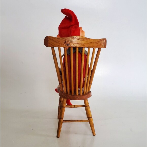 Vtg 50s Knee Hugger Red Christmas Pixie on Chair Midcentury X-mas Kitsch Japan - Picture 2 of 3